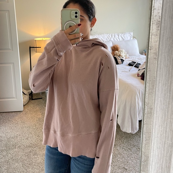 Pink Yeezy style distressed hoodie - Picture 2 of 7